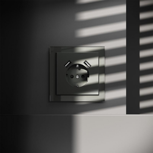 Розетка 1-м СП S70 16А с USB A+A с заземл. защ. шторки механизм титан Voltum VLS040406 VLS040406