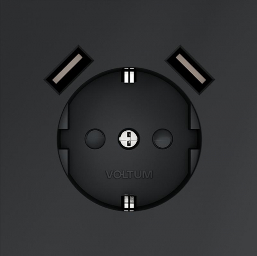 Розетка 1-м СП S70 16А с USB A+A с заземл. защ. шторки механизм графит Voltum VLS040407 VLS040407