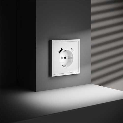 Розетка 1-м СП S70 16А с USB A+С с заземл. защ. шторки механизм бел. матов. Voltum VLS040502 VLS040502