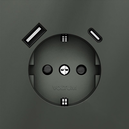Розетка 1-м СП S70 16А с USB A+С с заземл. защ. шторки механизм титан Voltum VLS040506 VLS040506