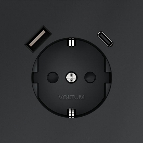 Розетка 1-м СП S70 16А с USB A+С с заземл. защ. шторки механизм графит Voltum VLS040507 VLS040507