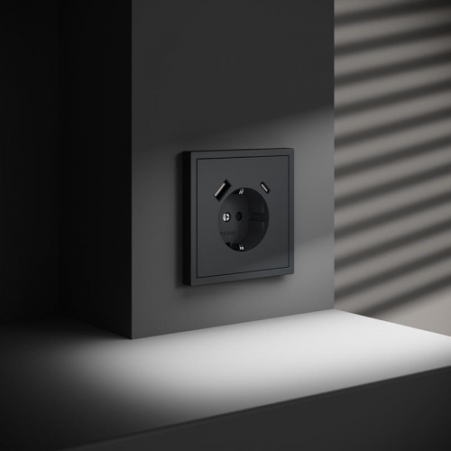 Розетка 1-м СП S70 16А с USB A+С с заземл. защ. шторки механизм графит Voltum VLS040507 VLS040507