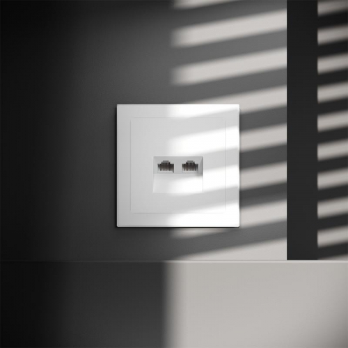 Розетка компьютерная 2-м СП S70 RJ45 + RJ45 кат.6 механизм бел. матов. Voltum VLS060202 VLS060202