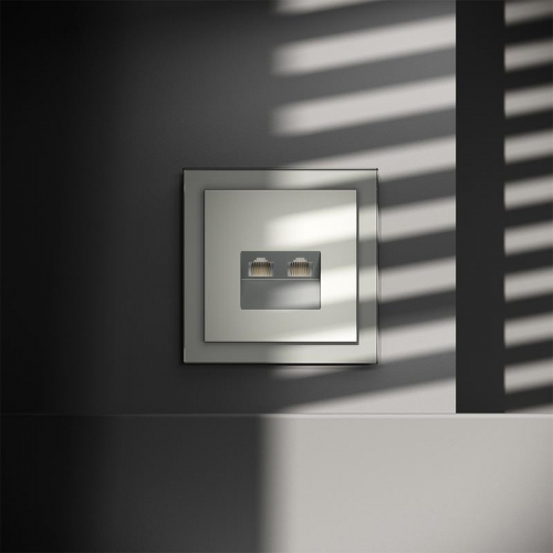 Розетка компьютерная 2-м СП S70 RJ45 + RJ45 кат.6 механизм сталь Voltum VLS060205 VLS060205