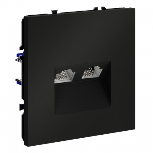 Розетка компьютерная 2-м СП S70 RJ45 + RJ45 кат.6 механизм черн. матов. Voltum VLS060208 VLS060208