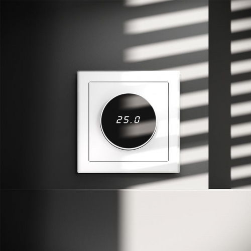 Терморегулятор электронный S70 с индикацией и датчиком для теплого пола механизм бел. матов. Voltum VLS070102 VLS070102