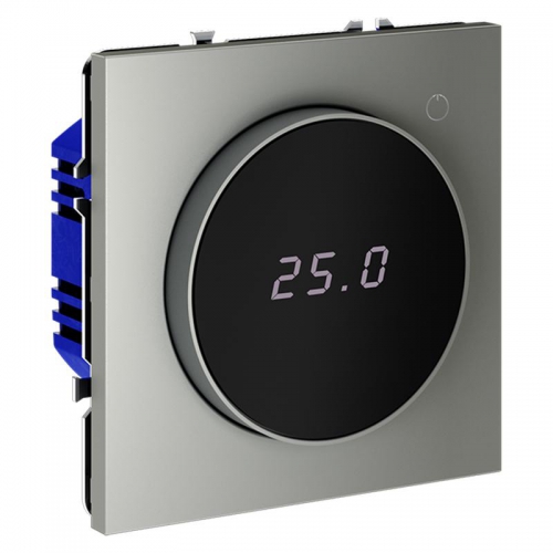Терморегулятор электронный S70 с индикацией и датчиком для теплого пола механизм сталь Voltum VLS070105 VLS070105