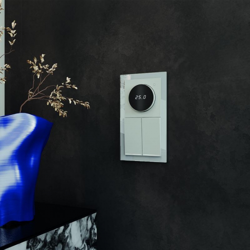 Терморегулятор электронный S70 с индикацией и датчиком для теплого пола механизм сталь Voltum VLS070105 VLS070105