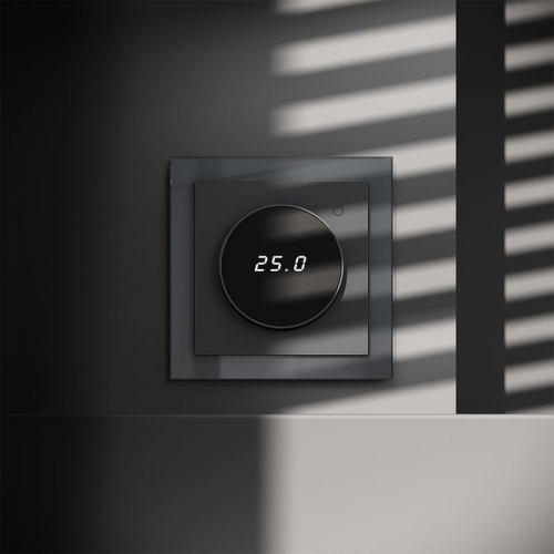 Терморегулятор электронный S70 с индикацией и датчиком для теплого пола механизм графит Voltum VLS070107 VLS070107