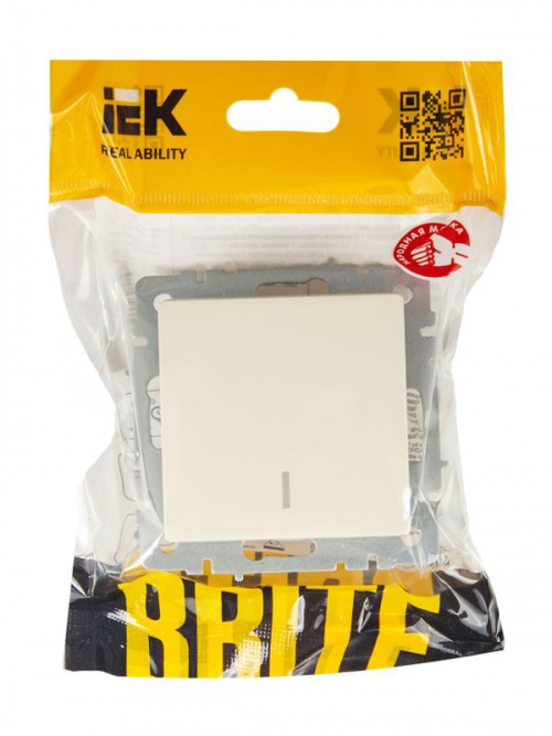Выключатель 1-кл. СП BRITE ВС10-1-1-БрКр 10А с инд. беж. IEK BR-V10-1-10-K10 BR-V10-1-10-K10
