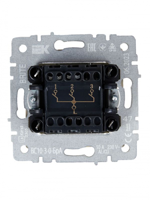 Выключатель 3-кл. СП BRITE ВС10-3-0-БрА 10А алюм. IEK BR-V30-0-10-K47 BR-V30-0-10-K47