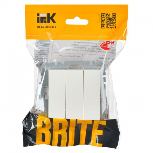 Выключатель 3-кл. СП BRITE ВС10-3-0-БрБ 10А бел. IEK BR-V30-0-10-K01 BR-V30-0-10-K01