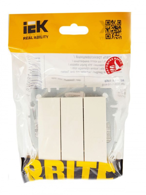 Выключатель 3-кл. СП BRITE ВС10-3-0-БрКр 10А беж. IEK BR-V30-0-10-K10 BR-V30-0-10-K10