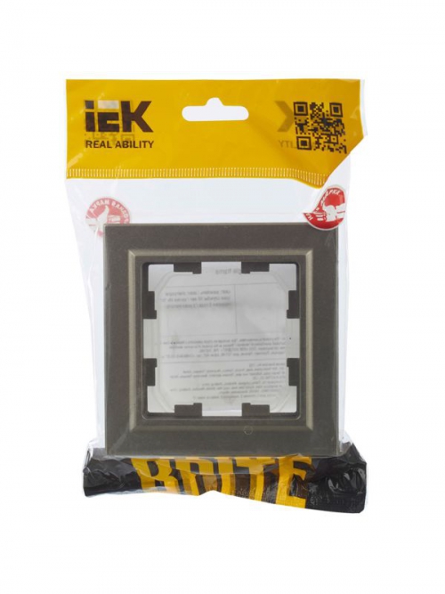 Рамка 1-м IP44 BRITE РУ-1-БрШ-44 шампань IEK BR-M12-44-K37 BR-M12-44-K37