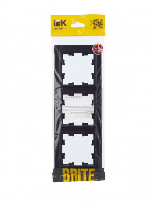 Рамка 3-м BRITE РУ-3-БрЧ черн. IEK BR-M32-K02 BR-M32-K02