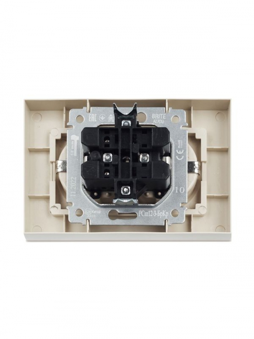 Розетка 2-м СП BRITE РСш12-3-БрКр 16А в сборе с заземл. защ. шторки беж. IEK BR-R24-16-K10-F BR-R24-16-K10-F