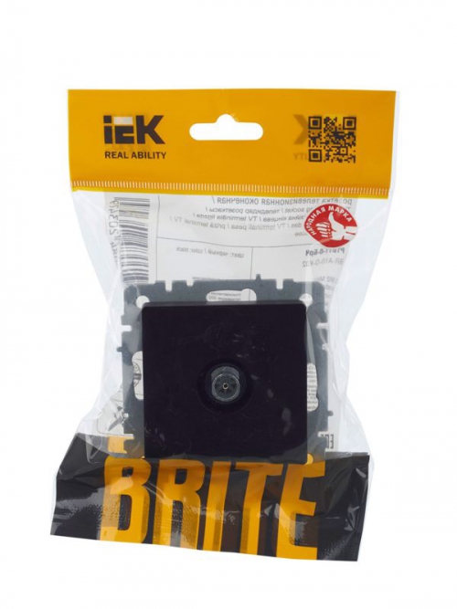 Розетка телевизионная оконечная TV СП Brite РТВ11-0-БрЧ черн. IEK BR-A10-O-K02 BR-A10-O-K02