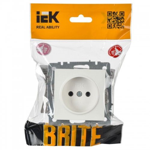 Розетка BRITE РС10-1-0-БрБ 10А без заземл. без защ. шторок бел. IEK BR-R10-10-K01 BR-R10-10-K01