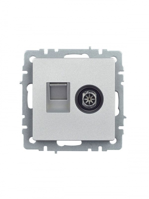 Розетка компьютерная + телевизионная 2-м Brite РТВ/РК12-БрА RJ45 кат.5E + TV алюм. IEK BR-AK20-1-K47 BR-AK20-1-K47