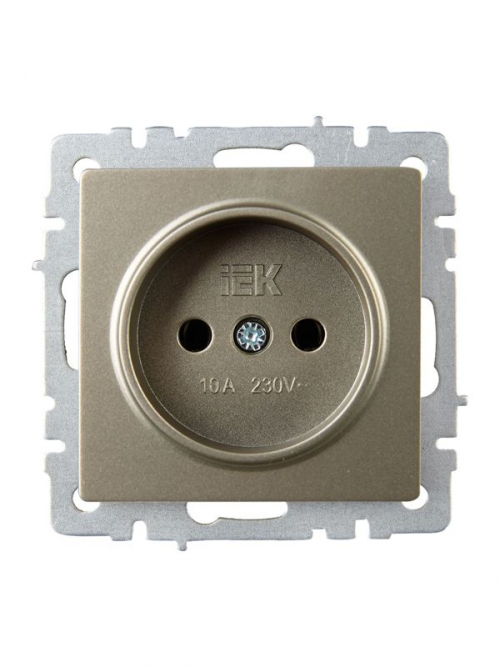 Розетка BRITE РС10-1-0-БрШ 10А без заземл. без защ. шторок шампань IEK BR-R10-10-K37 BR-R10-10-K37