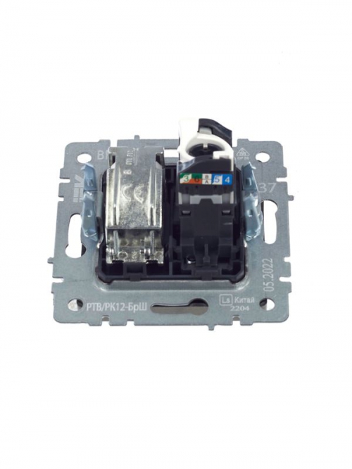 Розетка компьютерная + телевизионная 2-м Brite РТВ/РК12-БрШ RJ45 кат.5E + TV шампань IEK BR-AK20-1-K37 BR-AK20-1-K37