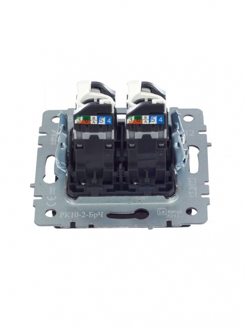 Розетка компьютерная двойная СП RJ45 кат.5E BRITE РК10-2-БрЧ черн. IEK BR-K20-1-K02 BR-K20-1-K02