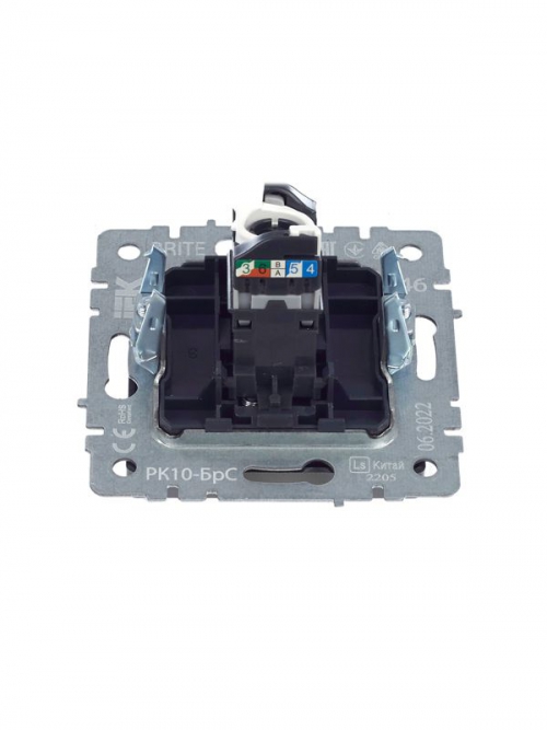 Розетка компьютерная СП RJ45 кат.5E BRITE РК10-БрС сталь IEK BR-K10-1-K46 BR-K10-1-K46
