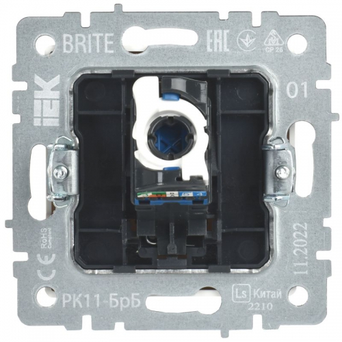 Розетка компьютерная СП RJ45 кат.6 BRITE РК11-БрБ бел. IEK BR-K10-2-K01 BR-K10-2-K01