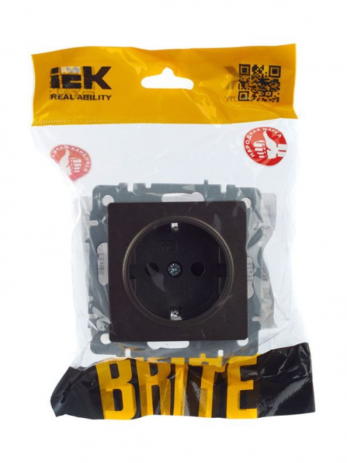 Розетка 1-м СП BRITE РС14-1-0-БрТБ 16А с заземл. защ. шторки бронза IEK BR-R14-16-K45 BR-R14-16-K45