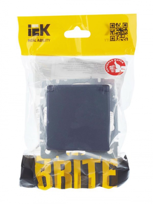 Розетка BRITE РСбш10-3-БрМ 16А IP20 с заземл. защ. шторки с крышкой маренго IEK BR-R16-16-K35 BR-R16-16-K35