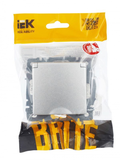 Розетка BRITE РСбш10-3-44-БрА 16А IP44 с заземл. защ. шторки с крышкой алюм. IEK BR-R16-16-44-K47 BR-R16-16-44-K47