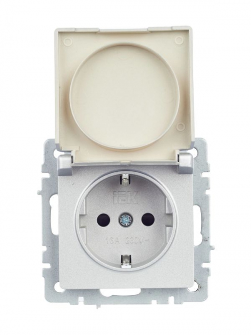 Розетка BRITE РСбш10-3-44-БрА 16А IP44 с заземл. защ. шторки с крышкой алюм. IEK BR-R16-16-44-K47 BR-R16-16-44-K47