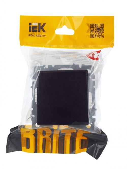 Розетка BRITE РСбш10-3-44-БрЧ 16А IP44 с заземл. защ. шторки с крышкой черн. IEK BR-R16-16-44-K02 BR-R16-16-44-K02