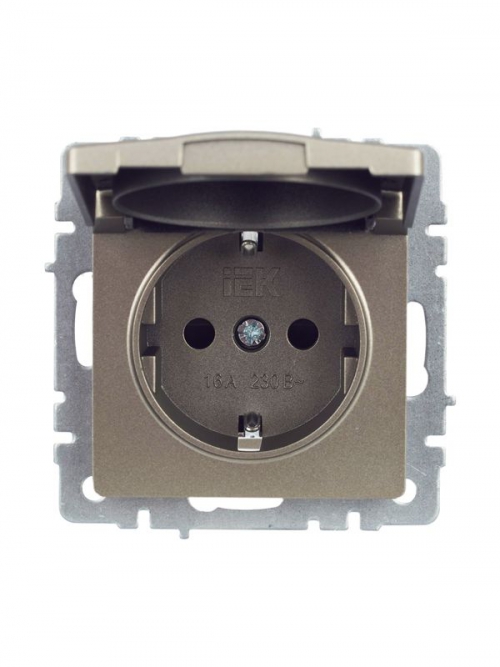 Розетка BRITE РСбш10-3-44-БрШ 16А IP44 с заземл. защ. шторки с крышкой шампань IEK BR-R16-16-44-K37 BR-R16-16-44-K37
