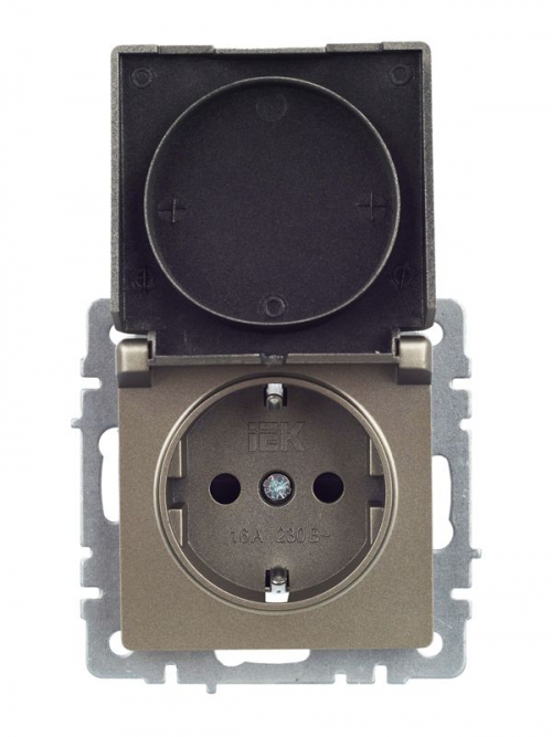Розетка BRITE РСбш10-3-44-БрШ 16А IP44 с заземл. защ. шторки с крышкой шампань IEK BR-R16-16-44-K37 BR-R16-16-44-K37