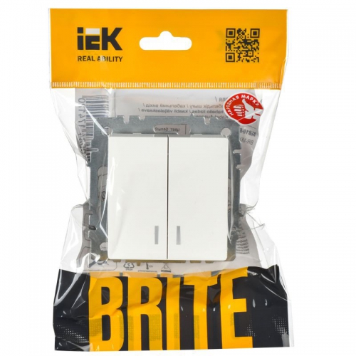 Выключатель 2-кл. СП BRITE ВС10-2-1-БрБ 10А с инд. бел. IEK BR-V20-1-10-K01 BR-V20-1-10-K01