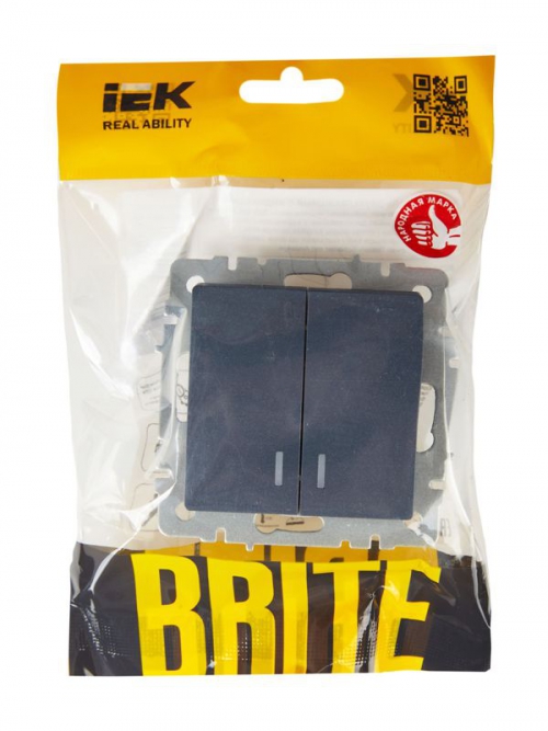 Выключатель 2-кл. СП BRITE ВС10-2-1-БрМ 10А с инд. маренго IEK BR-V20-1-10-K35 BR-V20-1-10-K35