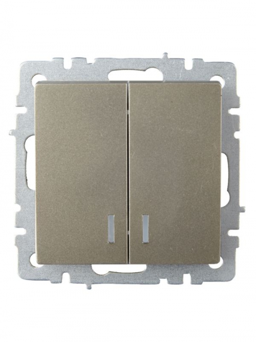 Выключатель 2-кл. СП BRITE ВС10-2-1-БрШ 10А с инд. шампань IEK BR-V20-1-10-K37 BR-V20-1-10-K37
