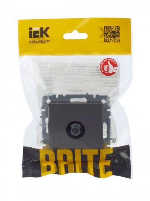Розетка телевизионная оконечная TV СП Brite РТВ11-0-БрС сталь IEK BR-A10-O-K46 BR-A10-O-K46