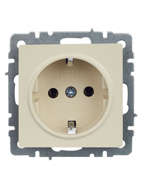 Розетка BRITE РС11-1-0-БрКр 16А с заземл. без защ. шторки беж. IEK BR-R11-16-K10 BR-R11-16-K10