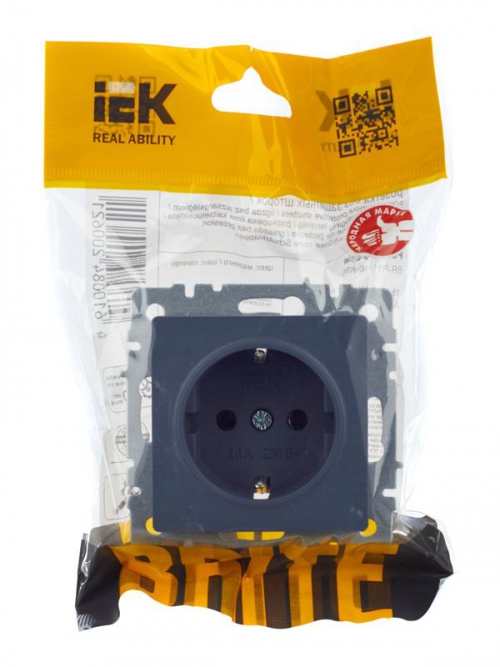 Розетка 1-м СП BRITE РС11-1-0-БрМ 16А с заземл. без защ. шторки маренго IEK BR-R11-16-K35 BR-R11-16-K35