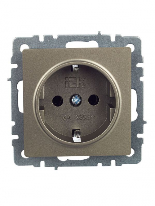 Розетка BRITE РС11-1-0-БрШ 16А с заземл. без защ. шторки шампань IEK BR-R11-16-K37 BR-R11-16-K37