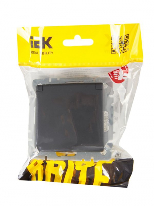 Розетка BRITE РСбш10-3-БрГ 16А IP20 с заземл. защ. шторки с крышкой графит IEK BR-R16-16-K53 BR-R16-16-K53
