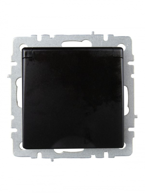 Розетка BRITE РСбш10-3-БрЧ 16А IP20 с заземл. защ. шторки с крышкой черн. IEK BR-R16-16-K02 BR-R16-16-K02