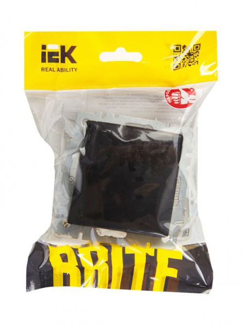 Розетка BRITE РСбш10-3-БрЧ 16А IP20 с заземл. защ. шторки с крышкой черн. IEK BR-R16-16-K02 BR-R16-16-K02