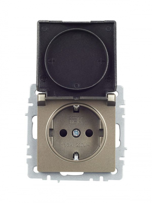 Розетка BRITE РСбш10-3-БрШ 16А IP20 с заземл. защ. шторки с крышкой шампань IEK BR-R16-16-K37 BR-R16-16-K37