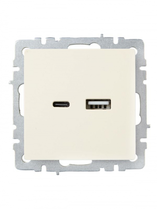Розетка BRITE USB A+C 18Вт РЮ11-1-БрКр беж. IEK BR-U22-018-K10 BR-U22-018-K10
