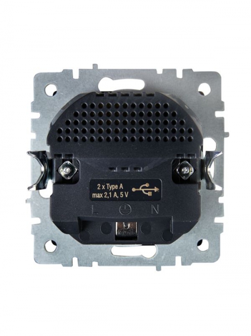 Розетка BRITE РЮш10-1-БрА 16А с USB A+A 2.1А с заземл. защ. шторки алюм. IEK BR-R14-16-U21-D21-K47 BR-R14-16-U21-D21-K47