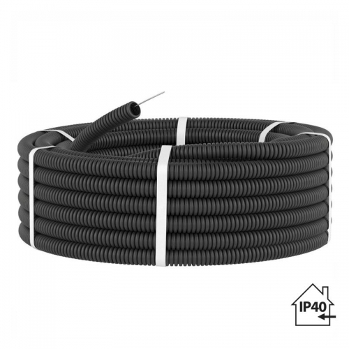 Труба гофрированная ПНД d25мм с протяжкой безгалоген. (HF) черн. (уп.10м) TOKOV ELECTRIC TKE-PND25-BL-10 TKE-PND25-BL-10