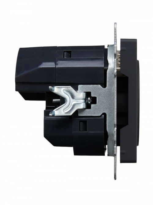 Розетка BRITE РЮш10-1-БрГ 16А с USB A+A 2.1А с заземл. защ. шторки графит IEK BR-R14-16-U21-D21-K53 BR-R14-16-U21-D21-K53